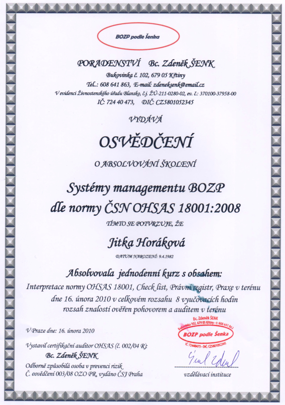 Osvědčení v enviromentální legislativě