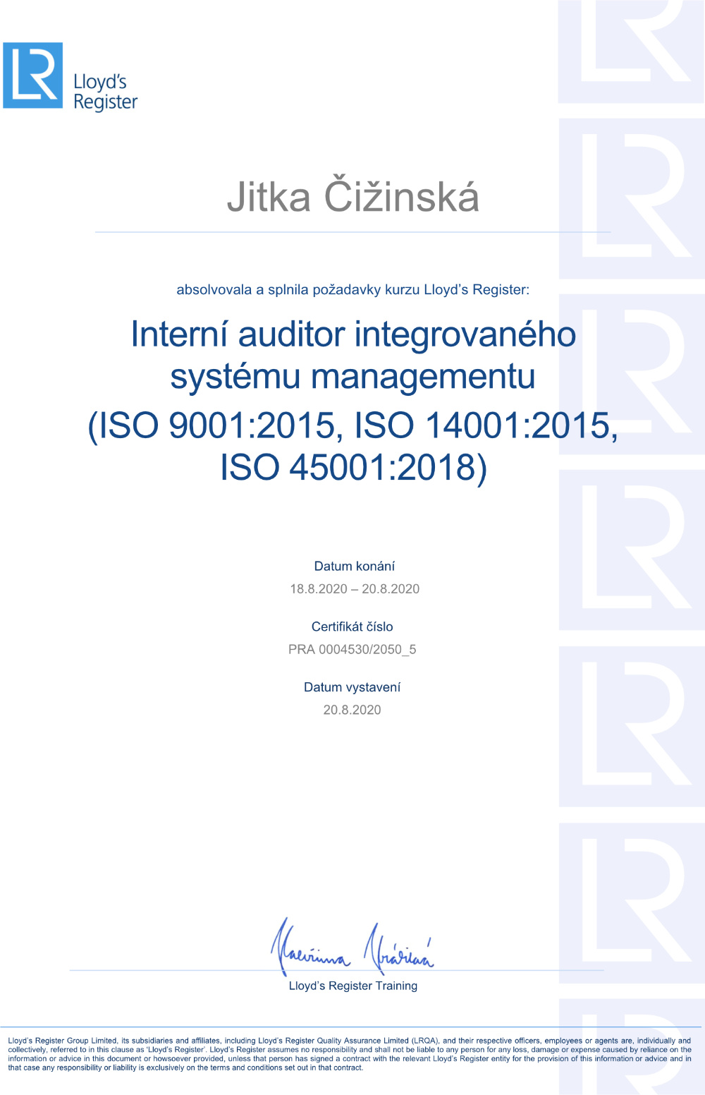 Osvědčení v enviromentální legislativě