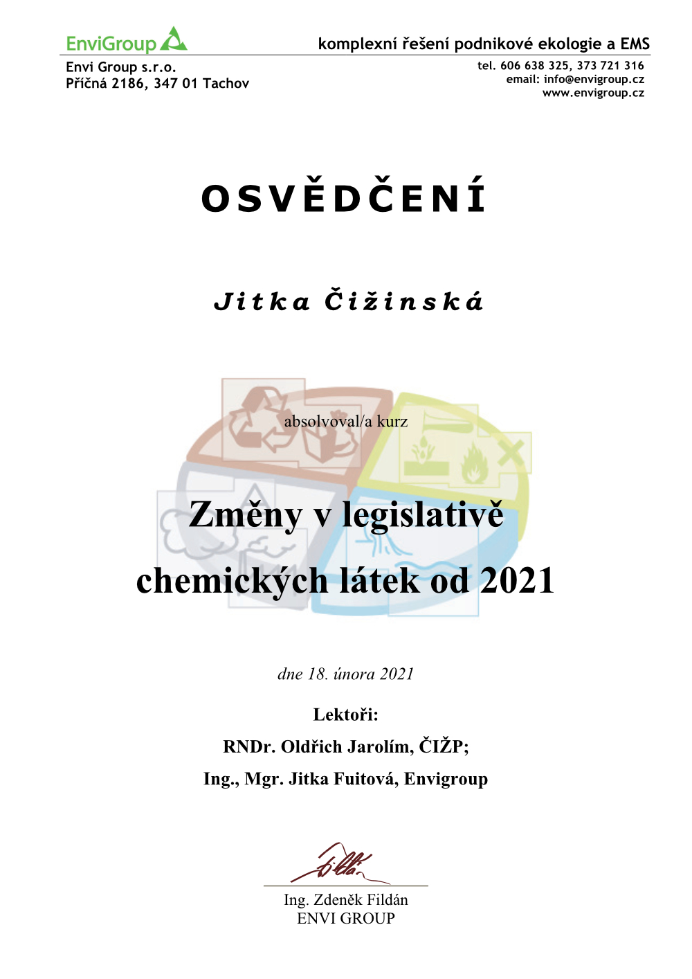 Osvědčení v enviromentální legislativě