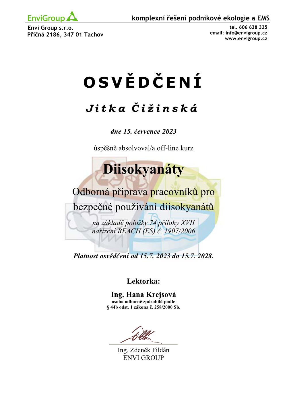 Osvědčení v enviromentální legislativě