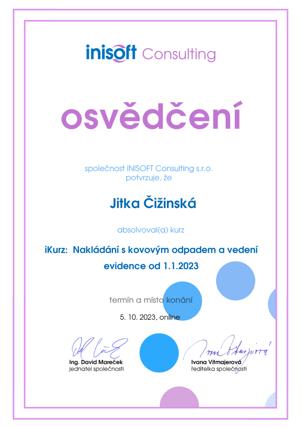 Osvědčení v enviromentální legislativě