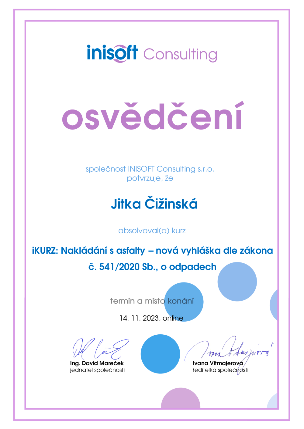 Osvědčení v enviromentální legislativě