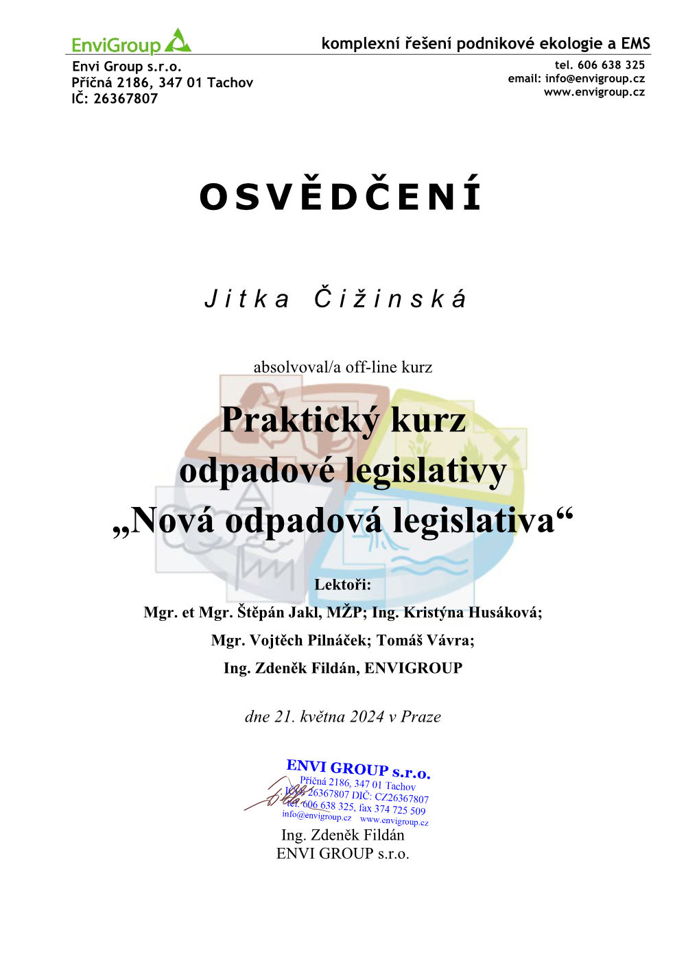 Osvědčení v enviromentální legislativě