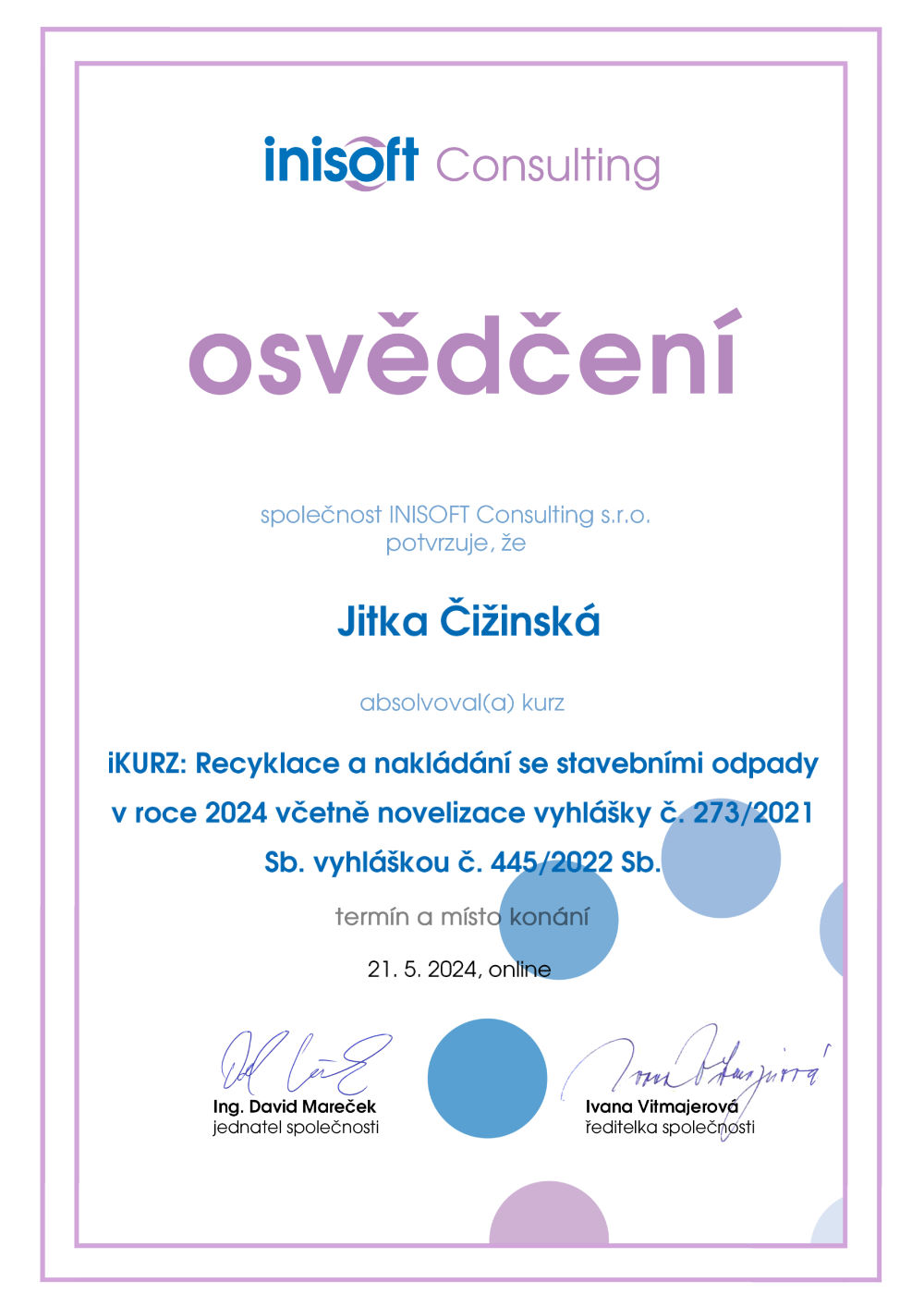 Osvědčení v enviromentální legislativě