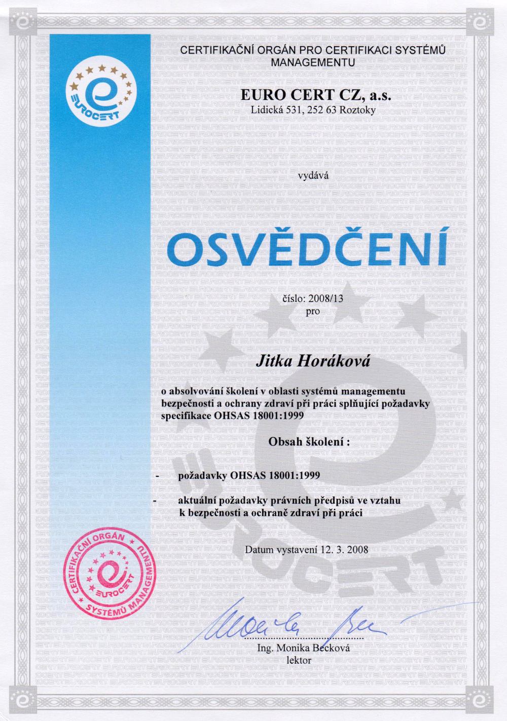 Osvědčení v enviromentální legislativě