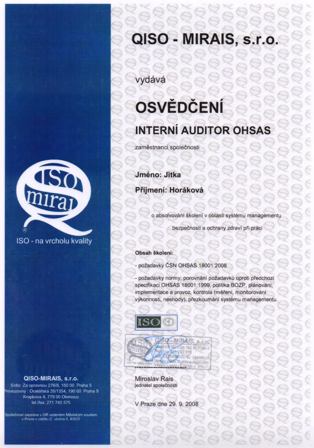 Osvědčení v enviromentální legislativě